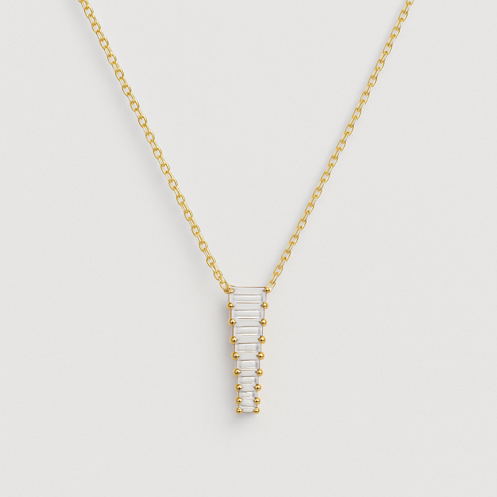 925 Silver Necklace with Gold-Plated Crystal Pendant