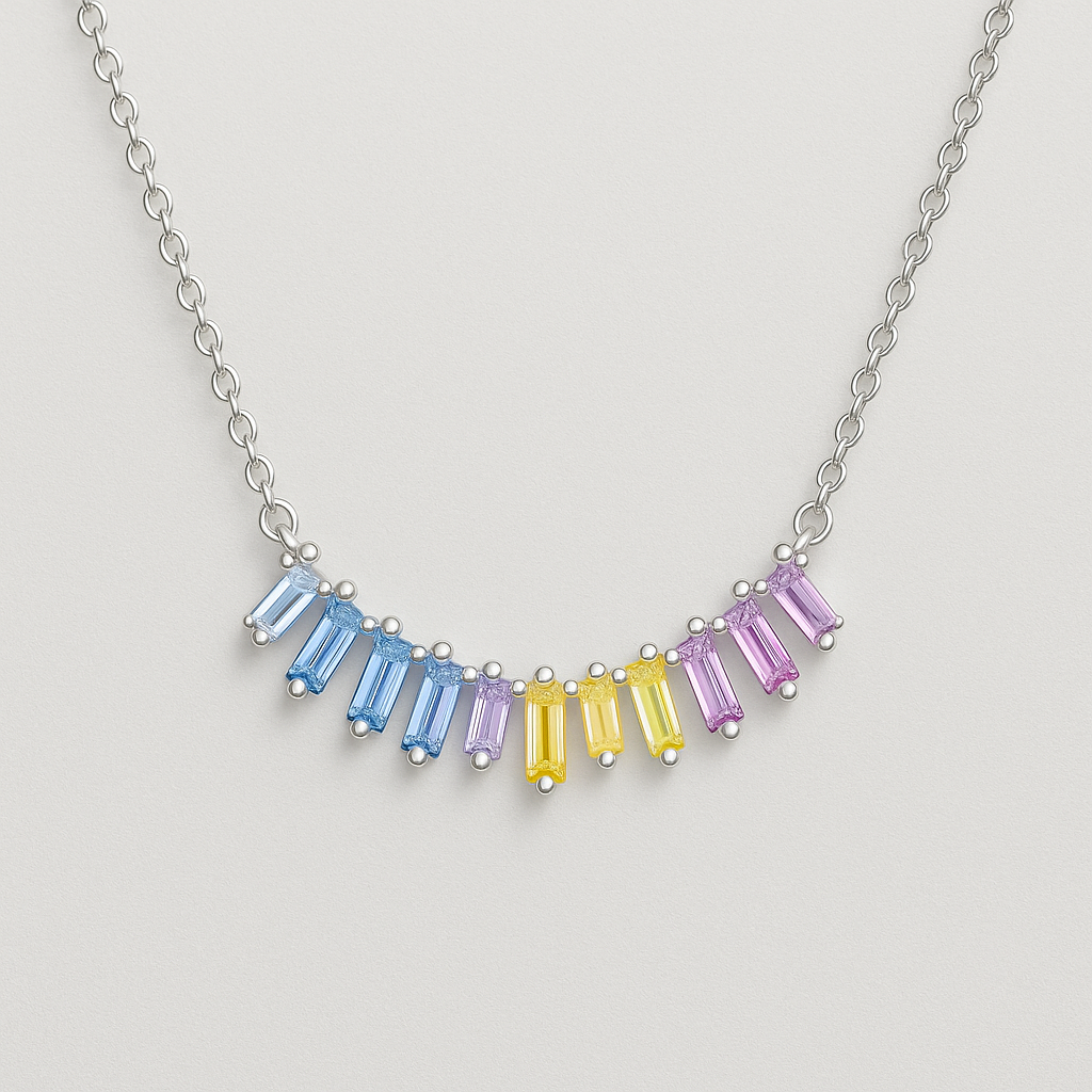 Colar em Prata 925 com Zircónias Multicoloridas
