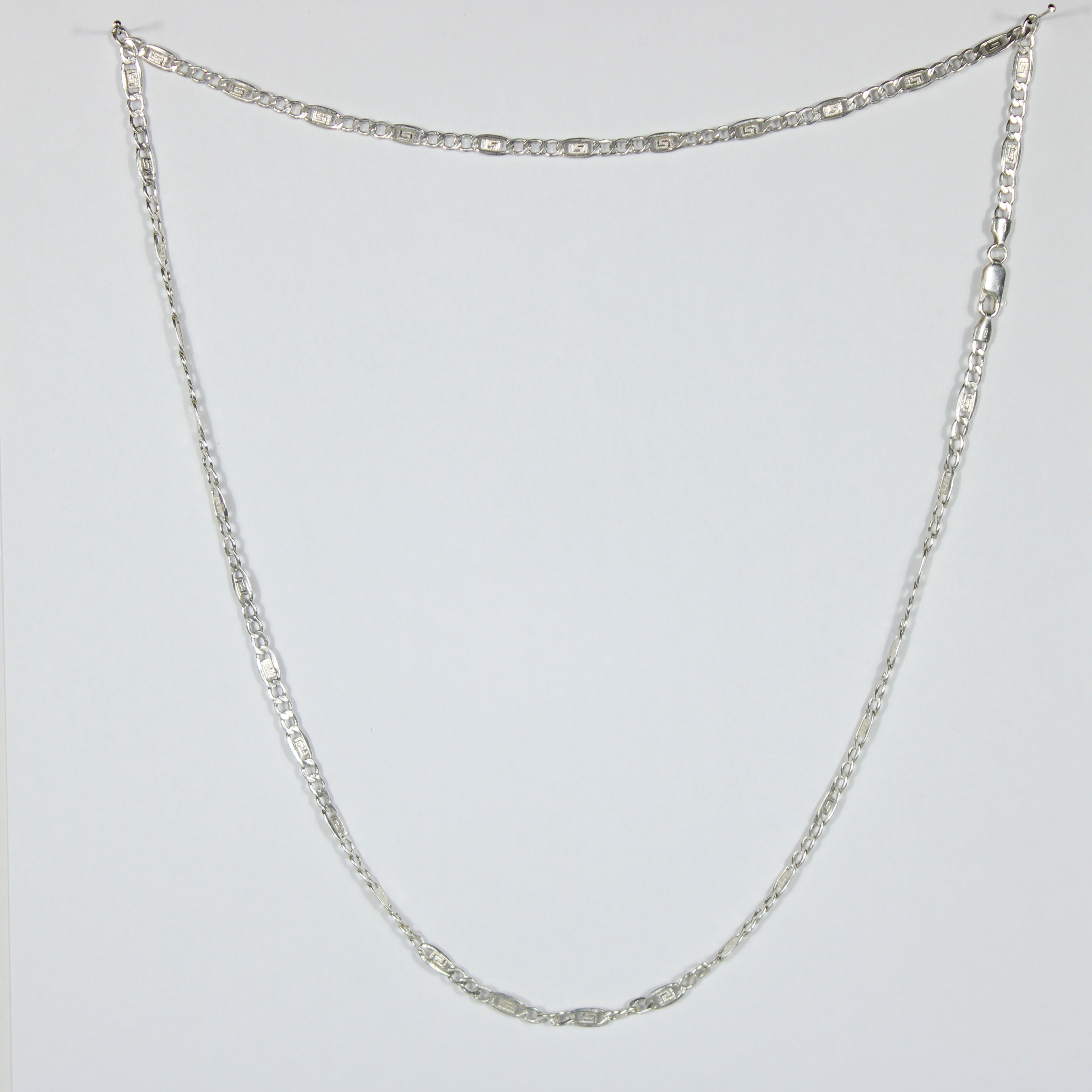 925 Silver Necklace with Fine Chain with Worked Links 1