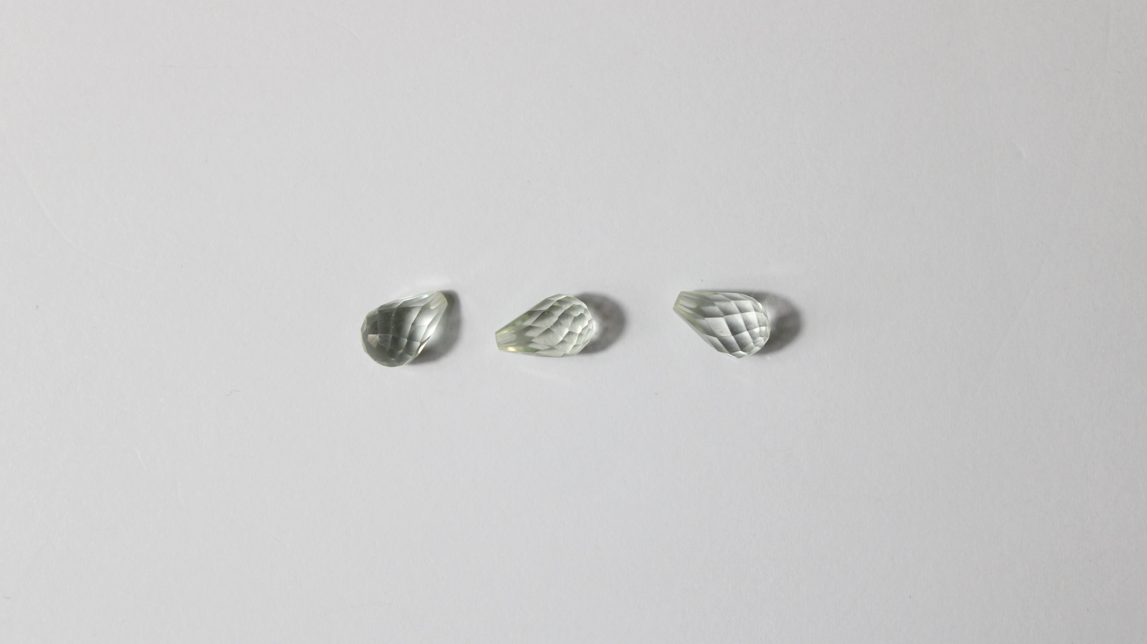 Prasiolita Natural Briolet– Lote com 3 Unidades (6,14 ct no total)