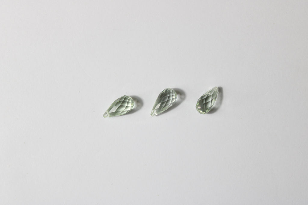 Prasiolita Natural Briolet – Lote com 3 Unidades (8,01 ct no total)