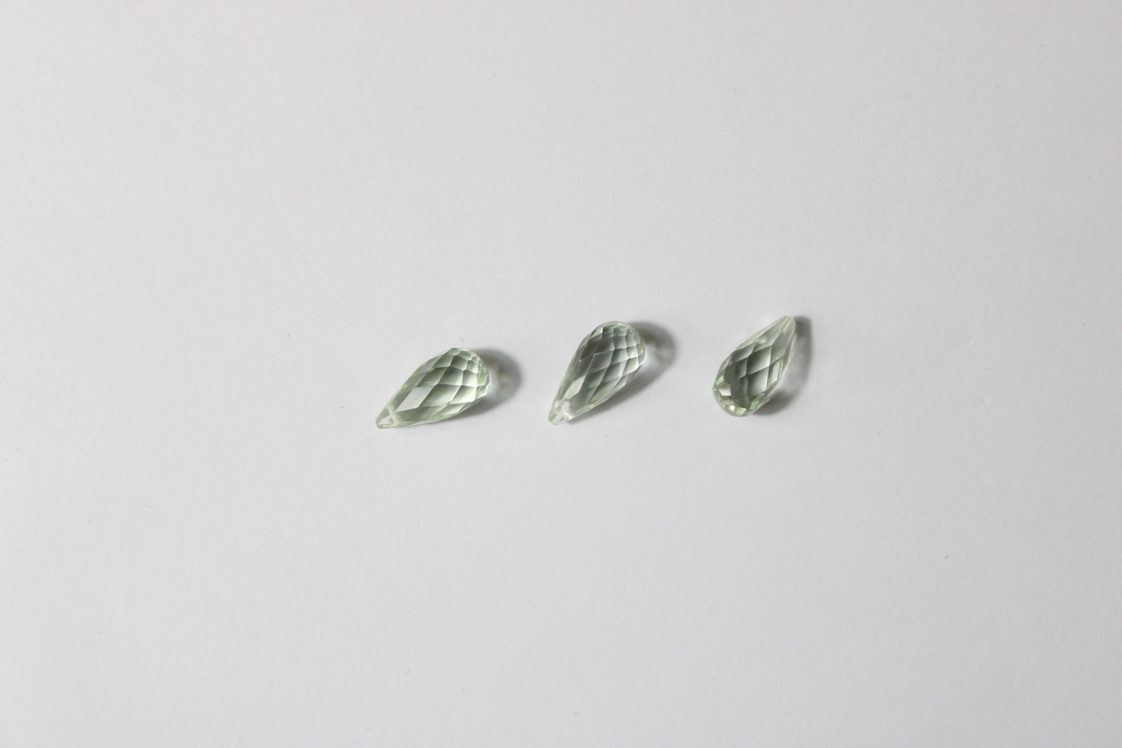 Prasiolita Natural Briolet – Lote com 3 Unidades (8,01 ct no total)