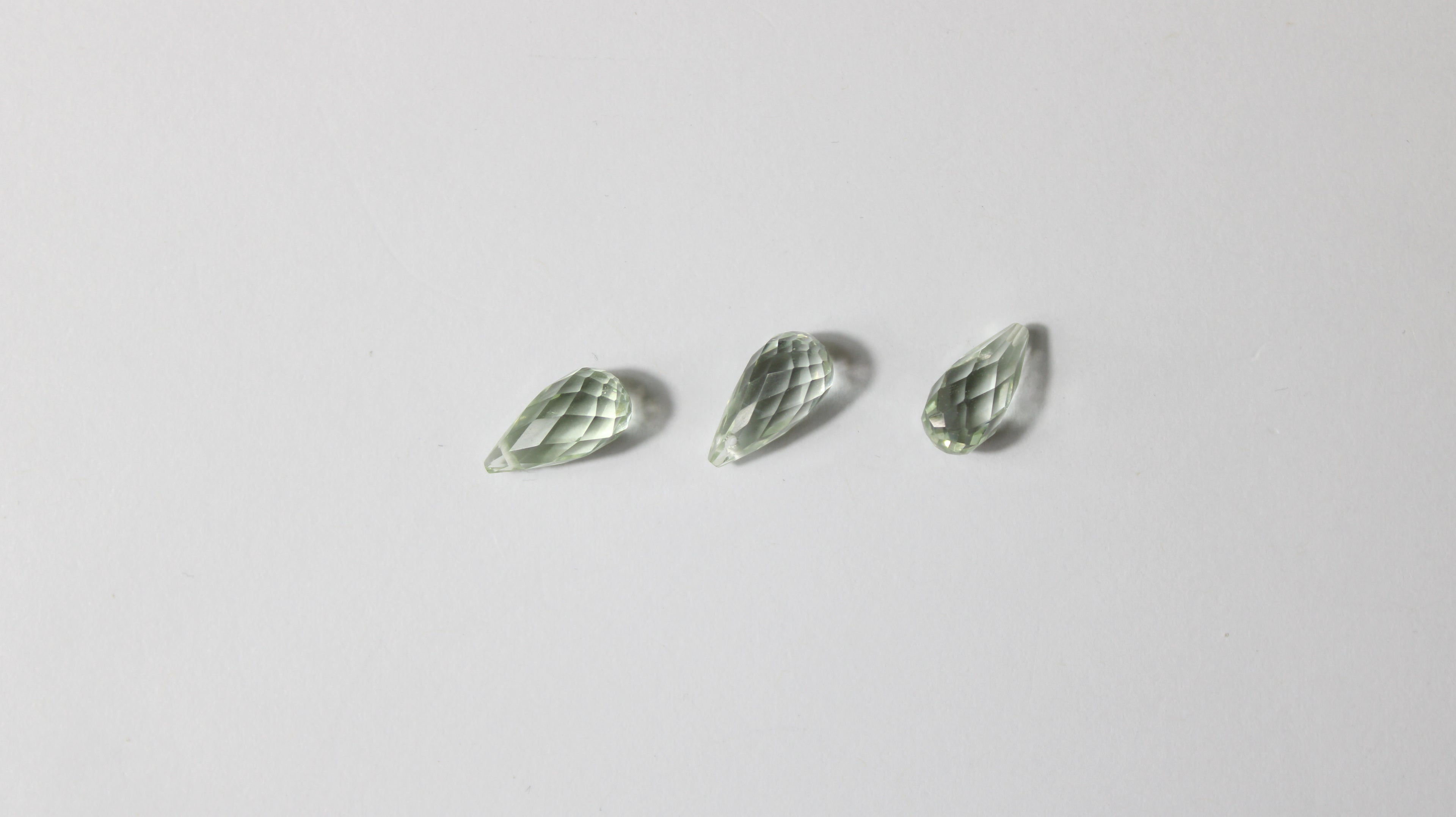 Prasiolita Natural Briolet – Lote com 3 Unidades (8,01 ct no total)