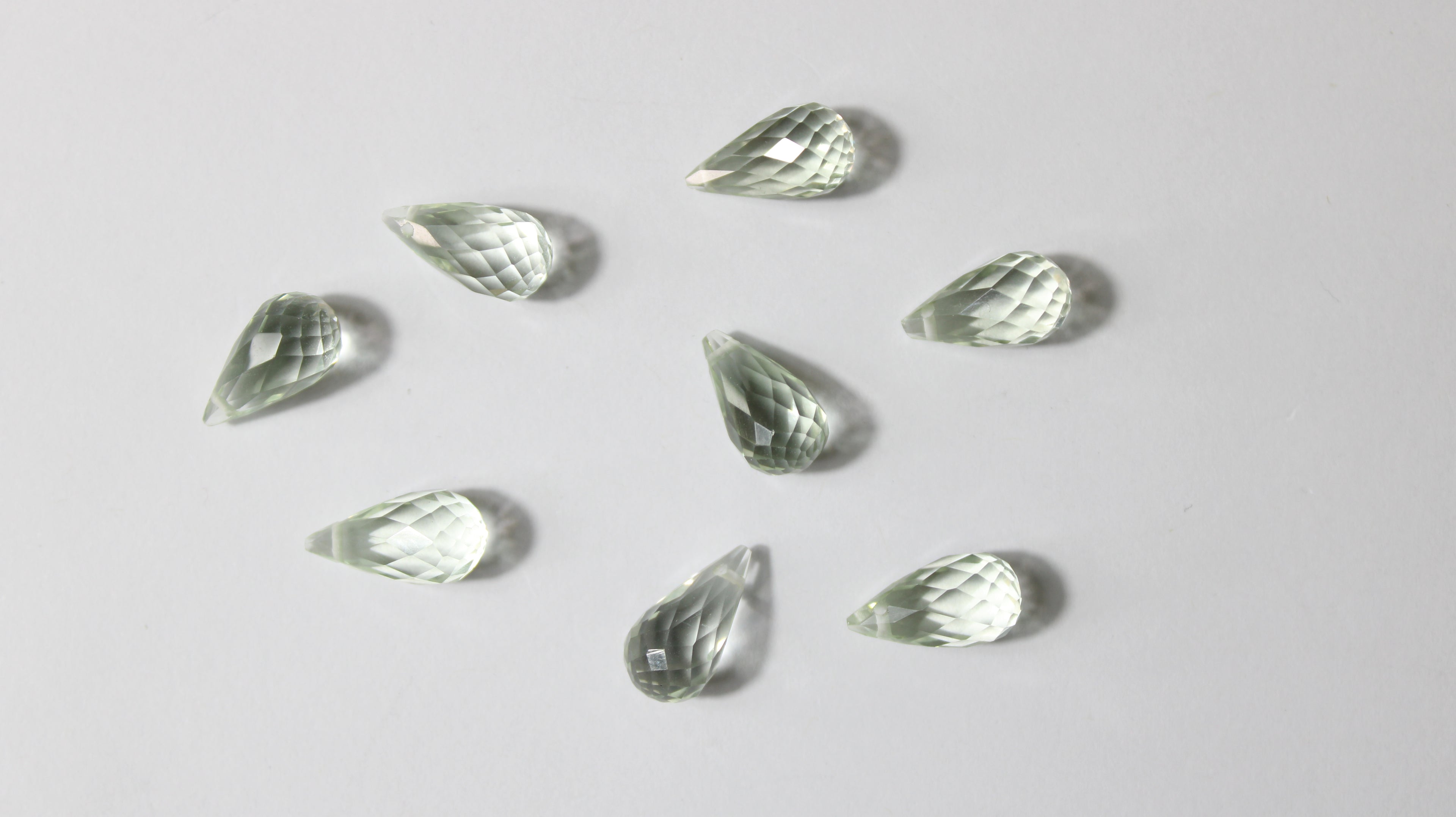 Prasiolita Natural Briolet – Lote com 8 Unidades (31,18 ct no total)