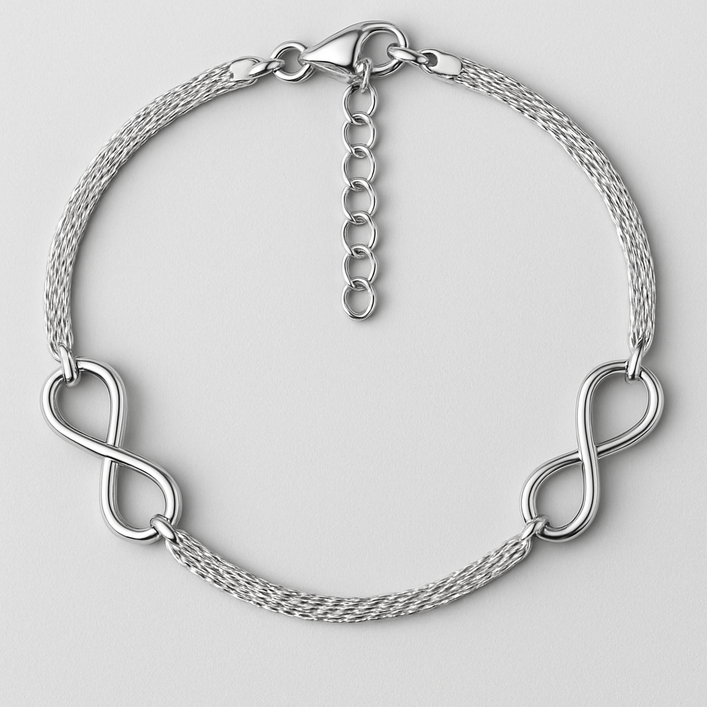 925 Silver Bracelet with Two Infinity Symbols